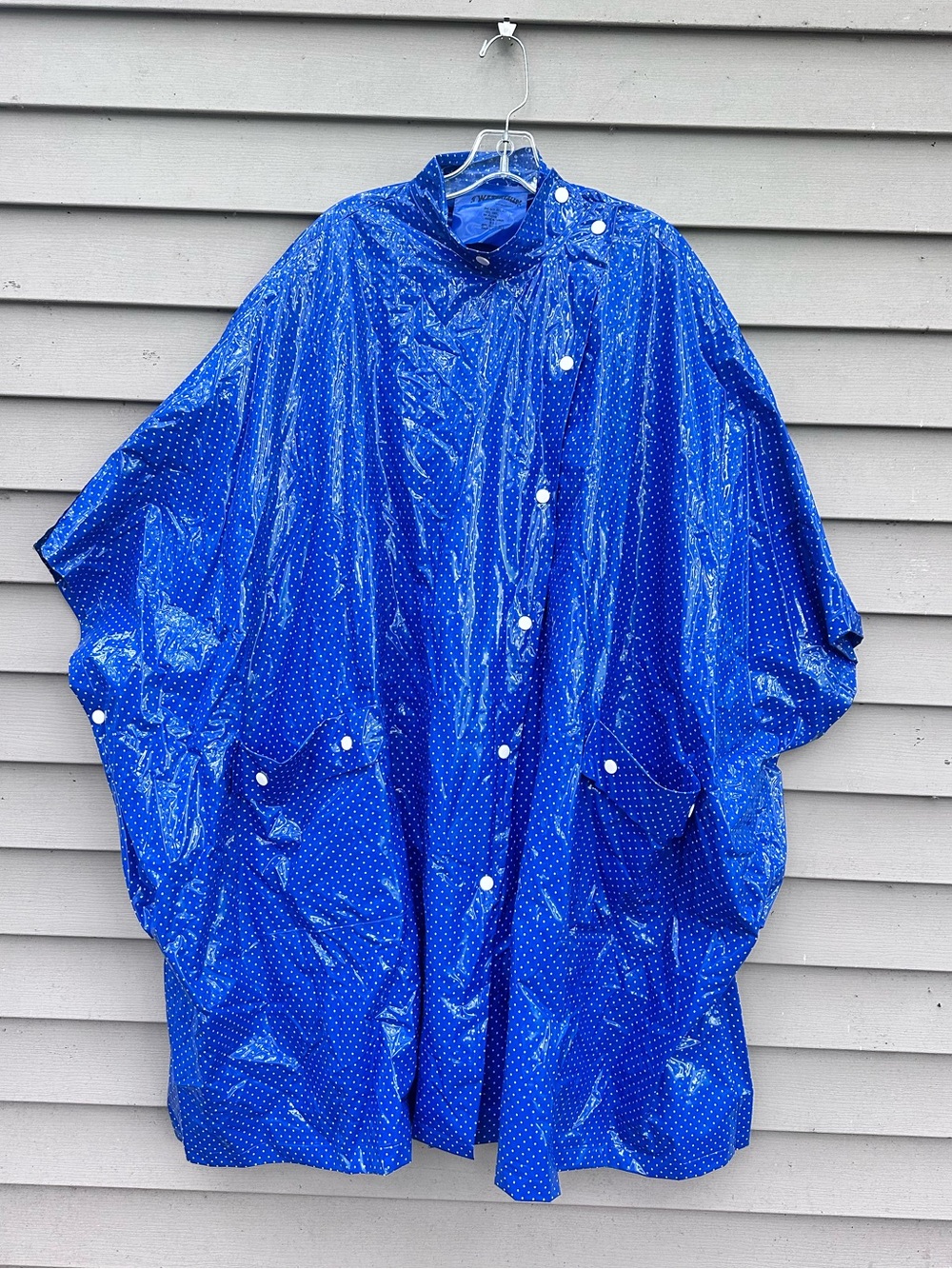 Vintage polka dot rain coat poncho w/ matching hat mod